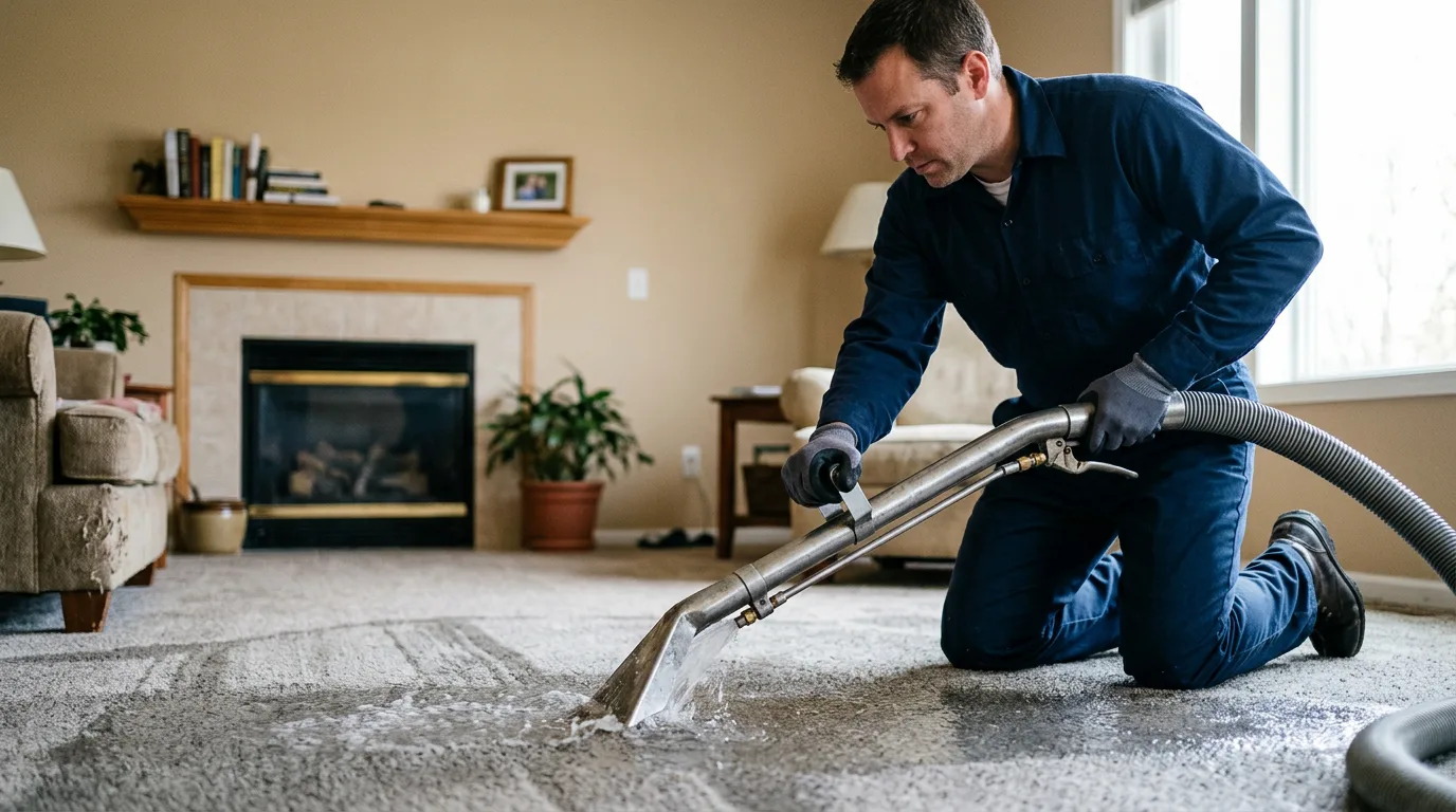 Water damage restoration technician working near Greensboro, MD